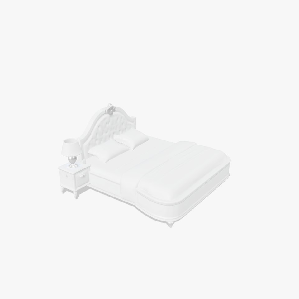 Elegant Bedroom Furniture Set Model Pack with Bed Nightstand and Lamp